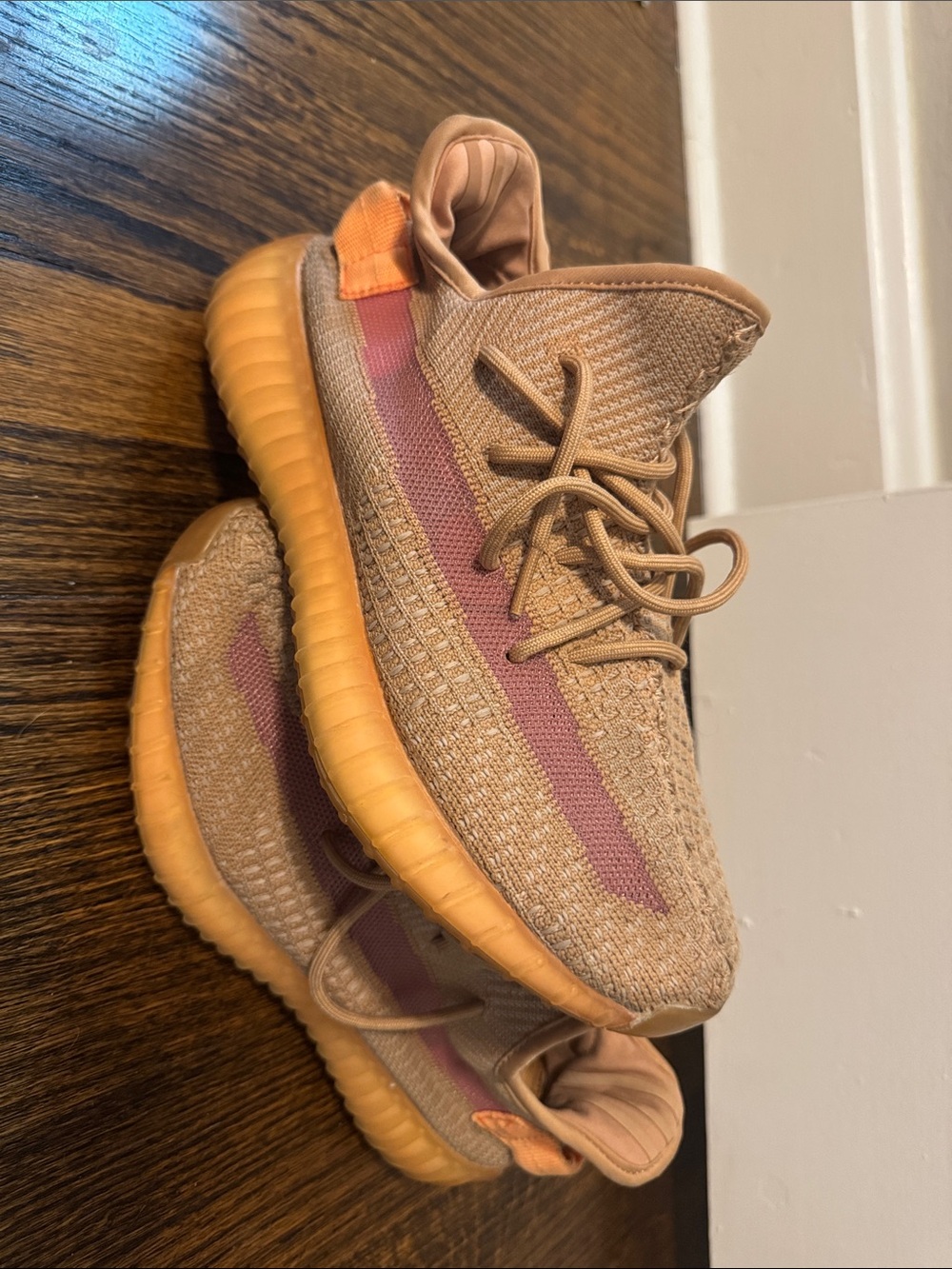 adidas Men’s Athletic Shoes - Tan with Pink Accent